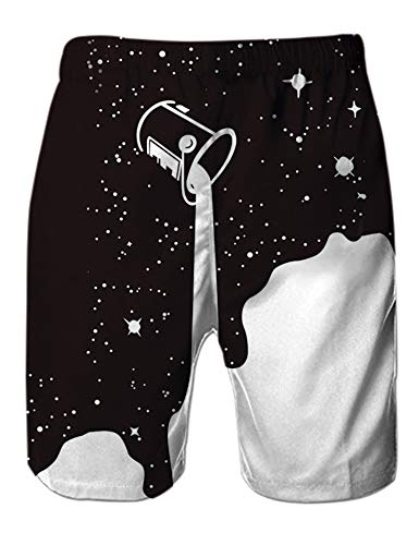 RAISEVERN Hombres 3D Copa Blanco Negro Impreso Holiday Beach Pantalones Cortos Troncos de natación de Secado rápido S-XXL