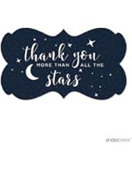 Andaz Press Love You to The Moon and Back Wedding Collection, Fancy Frame Label Stickers, Thank You More Than All The Stars, 36-Pack
