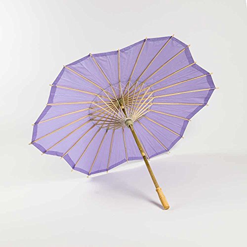 Quasimoon PaperLanternStore.com 32" Lavender Paper Parasol Umbrella, Scallop Shaped