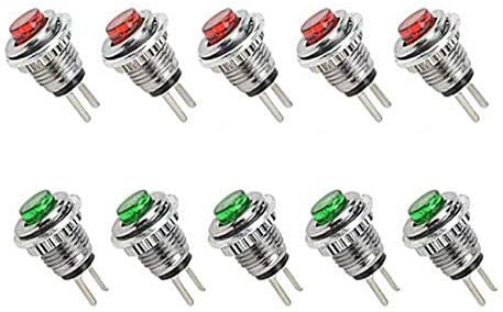 LC LICTOP Momentary Push Button Switch, SPST 125V 1A, 2 Pin Panel Mount Mini Cap Switches for Electronic Electical PCB Projects, 8mm Hole Diameter, 5Pcs Red & 5Pcs Green
