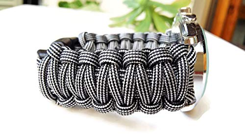 Athletic grey paracord nylon strap steel wrist watch men Parachute bracelet Cool gift for men - Thumbnail 2