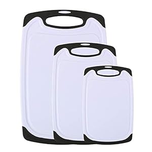 Vicloon Snijplankenset, Plastic Snijplankenset van 3 Met Vaatwasmachinebestendig, Sapgroef, Ophanggat