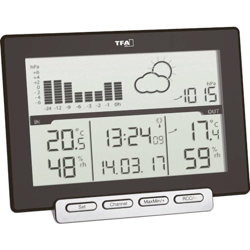 TFA Dostmann Meteo Sens 35.1139.01 Digital Wireless Weather Station with Thermo-Hygro Outdoor Transmitter with Weather Forecast and Air Pressure History, Humidity Meter, Temperature, Includes