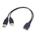 chenyang USB 3.0 Female to Dual USB Male Extra Power Data Y Extension Cable for 2.5