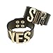 Coolcoco Adjustable Luxury Gold Letter Black Leather Yes Sir Bracelet for Women Girls Kids Prime Cosplay Accessory (2 Pieces/Set)