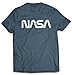 Revel Shore Men's Retro Vintage NASA Worm Logo Premium Soft T-Shirt (Medium) Indigo Blue