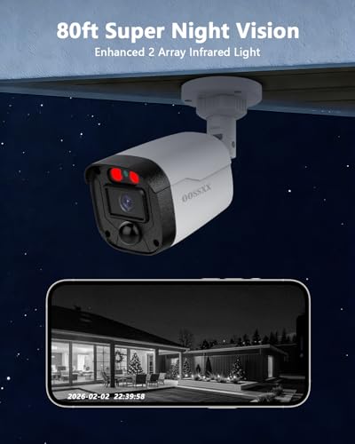 (2026 Updated) 5MP Wired Security Camera System, 8CH NVR with 8 x IP67 Outdoor Cameras, 122° Wide Angle, Free App No Monthly Fee, Remote Control, 1TB HDD, 24/7 Home Surveillance
