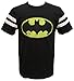 DC Comics Batman Classic Logo Striped Sleeves Black T-Shirt (Medium)