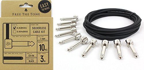 Free The Tone Pedal Board Solderless Cable Kit 10 Nickel Plugs (10L) 3M/9.8ft