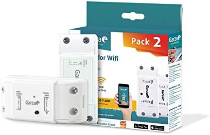 Garza Smarthome   Pack 2 Controlador interruptor inteligente Wifi Integrado Programable control remoto y controlable a travs de voz y app compatible con Alexa y Google Home