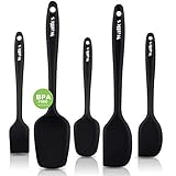 WALFOS BPA Free & Food Grade Silicone Spatula Set - High Heat Resistant Non-Stick Silicone Spatulas For Cooking, Baking & Mixing - Strong 4 Mm Stainless Steel Core Technology (5-Piece Set)