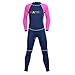 NATYFLY Kids Wetsuit, 2.5mm Neoprene Thermal Swimsuit, Full Wetsuit for Girls Boys and Toddler, Long Sleeve Kids Wet Suits for Swimming (Pink-2MM-Long Sleeve, 8)