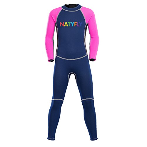 image for NATYFLY Neoprene Wetsuits for Kids Boys Girls Back Zipper One Piece Sw