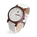 Viable Harvest Women's Wood Watch, Natural Red Sandalwood with Genuine White Leather Strap and Gift Box
