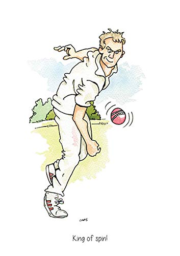Farm Cottage Brands A5 Cricket Greeting card ‘King of Spin!' for thank you's, invitations, birthdays etc. Blank inside for your own message and supplied cellophane wrapped with an envelope (AC65)