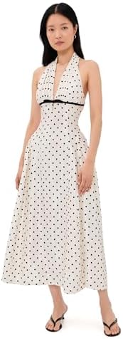cream polka dot taffeta midi dress paigelorenze wears CREAM POLKA DOT TAFFETA MIDI DRESS at Wimbledon
