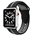 EloBeth for Apple Watch Band 42mm, Soft Silicone Sport Replacement Wrist Strap Stripe Color Splicing for Apple Watch Series 3/2/1 Nike+ Sport Edition Smart IWatch (Black/Cool Grey 42mm)