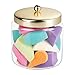 mDesign Modern Glass Bathroom Vanity Storage Organizer Canisters Jars for Cotton Balls, Swabs, Makeup Sponges, Bath Salts, Hair Ties, Jewelry - 2 Pack - Clear/Gold Brass