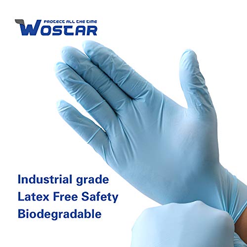 Wostar Nitrile Disposable Gloves 2.5 Mil Pack of 100, Latex Free Safety