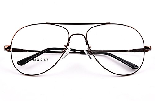 Agstum Large Aviator Full-flex Optical Memory Titanium Eyeglasses Frame 56mm (Coffee)