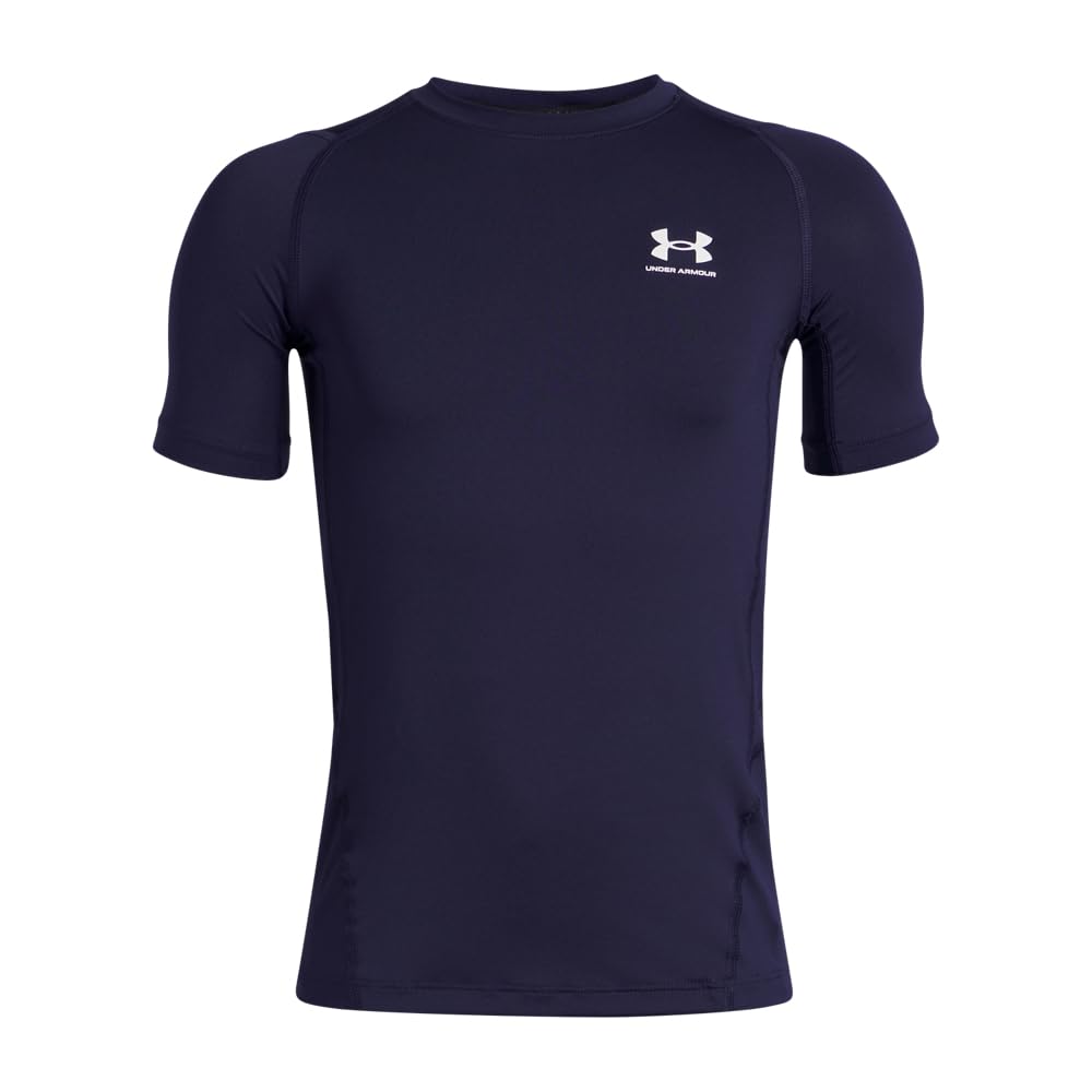 Under Armour Boys' HeatGear Armour Short-Sleeve T-Shirt, (410) Midnight Navy / / White, Large Image Under Armour Boys' HeatGear Armour Short-Sleeve T-Shirt, (410) Midnight Navy / / White, Large Image