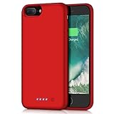 Battery case for iPhone 8 plus/7 plus 8500mAh, HETP Rechargeable Extended Battery Cover for Apple iPhone 8 plus 7 plus Portable Charging Case Backup Power Case (5.5 inch) -Red