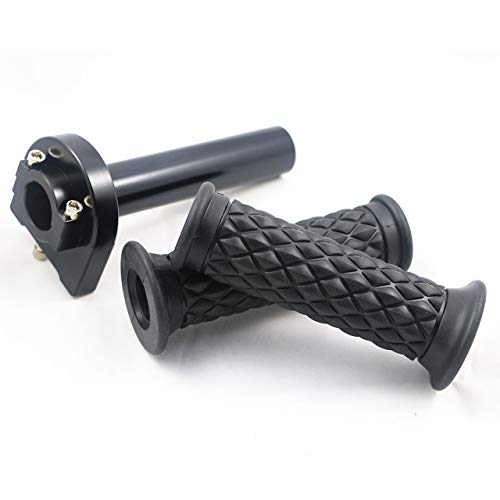 Yibid Motorcycle 7/8" Handlebar Antiskid Rubber Hand Grips and Twist Quick Throttle Tube Lever Control for 22MM Honda Yamaha Motorcross Scooter Custom Sport Street Bike (Black) - Thumbnail 4