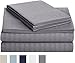 Amazon Basics Deluxe Microfiber Striped Sheet Set, Dark Grey, 4 pcs, King