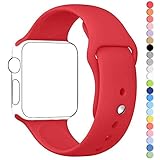 Apple Watch Band, HuanlongTM Soft Silicone Sport Style Replacement Iwatch Strap for Apple Wrist Watch (Red 42mm S/m)