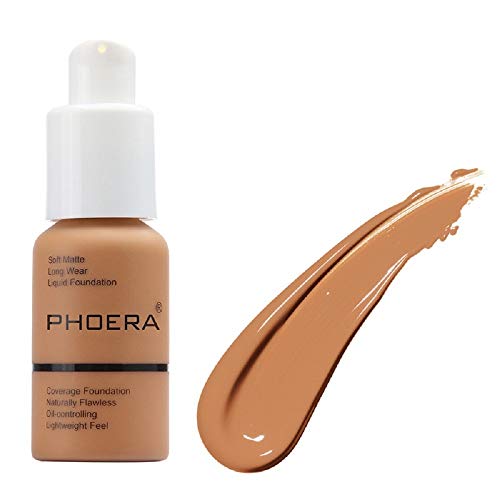 PHOERA Concealer Foundation,Matte Oil Control Concealer Foundation Cream,Long Lasting Waterproof Matte Liquid Foundation (Tan 108) - Thumbnail 6