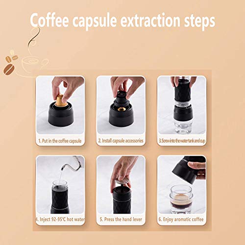 MaSYZBF Tragbare manuelle Espressomaschine, handliche Espressomaschine, tragbare 2-in-1-Kaffeemaschine für Kapseln und… – Bild 5