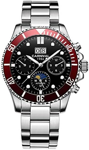 Automatic Watch Mens Luxury Dress Watch Carnival 8880G Date Watch (red)