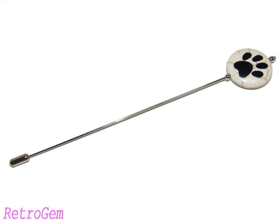 RetroGem Beaded Silver Tone Hat Pin
