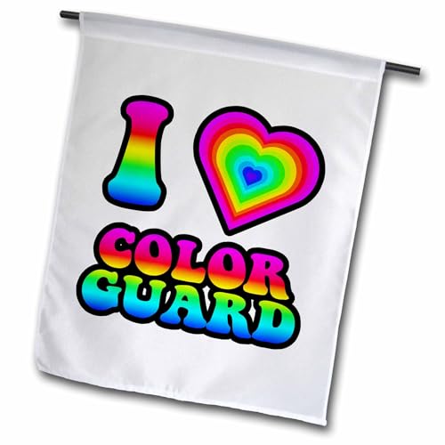 3dRose fl_217391_1 "Groovy Hippie Rainbow I Heart Love Color Guard Garden Flag,…
