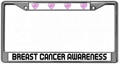 Amazon 実証済みピンクリボン乳がんナンバープレートフレームタグホルダー クローム自動車ナンバープレートフレームリボンピンクナンバープレート メタルフレームホルダー米国車用 ナンバーカバー ホルダー 車 バイク