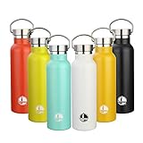 KINGSO Flask Double Wall Vacuum Insulated Stainless Steel Sports Water Bottle 20 oz Leak & Sweat Proof Standard Mouth with BPA Free Screw Cap for Hot or Cold Beverages