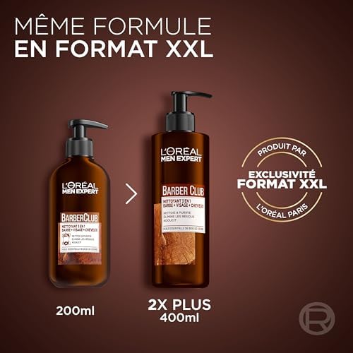 XXL 3-in-1 Bartshampoo für Männer, Für Bart, Gesicht und Haar, Beruhigende Bartpflege für Herren gegen Schuppen & Juckreiz mit Zedernholzöl, Barber Club, 1 x 400 ml