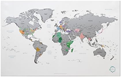 Around the world Personalized Scratch-off World Map - 29.9 X 18.8 inches Scratch-off World Map (White)