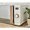 Swan SM22036WHTN, Nordic Digital Microwave, Wood Effect Handle, Soft Touch Housing and Matt Finish, 800W, Cotton White