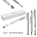H&T(TM) Second Generation Fine Point Stylus with Two Tip [2 in 1] for Ipad, Ipad Air, Ipad Mini, Iphone, Samsung Galaxy, Nexus, Lg G Pad, HTC and Other Touch Screen Devices (Silver)