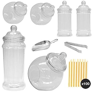 Vintage Victorian Pick & Mix Candy Buffet Kit – Jarra de 6 Unidades con Rayas Bolsas