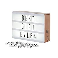 My Cinema Lightbox Rose Gold Light Box, Micro LED Marquee with 100 Letters, Numbers and Emojis, DIY Mini Sign, A6 Size 4x6 inches, Metallic Rose Gold Finish With Matching Braided Rose Gold USB Cable