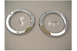 C2W (2) Round Chrome Bezels/Covers 4" Grommet Mounted LED Stop Turn Tail Lights