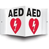 Accuform Signs PSP609 Projection Sign 3D, Legend "AED" with Graphic, 6" x 5" Panel, 0.10" Thick High-Impact Plastic, Pre-Drilled Mounting Holes, Red/Black on White