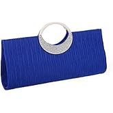 CROSSBABY Women Elegant Clutch Purse Rhinestones Pleated Wedding Clutch Handbag Formal Evening Bag Party
