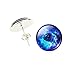 JIAYIQI Men Fancy Galaxy Outer Space Jewelry Hollow New Moon Crystal Cabochon Necklace Earrings Bracelet Set