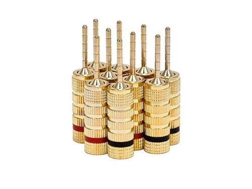 iMBAPrice® (5 Pairs) Speaker Banana Closed Plugs - Pin Screw Type for Speakers Cable
