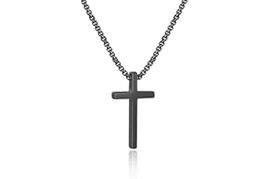 IEFSHINY Gifts for Men Boys - Stainless Steel Cross Pendant Chain Necklaces for Men, Mens 16-30 Inches Chain Gold Silver Black Cross Necklace Jewelry Gifts