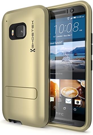 M9 Case, Ghostek Bullet Series for HTC One M9 Slim Premium Protective Armor Hybrid Impact Fitted Smooth Hard Soft Cover Carrying Case | Screen Protector | Kickstand | Ultra Fit | Warranty (Gold)