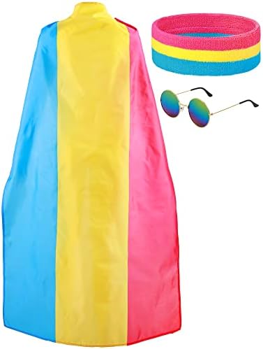 Set De 6 Accesorios LGBTQ+ | Capa Bandera, Diadema, Pulseras, Gafas Y Alfiler | Arcoíris | Ideal Para Desfiles Y Fiestas Del Orgullo